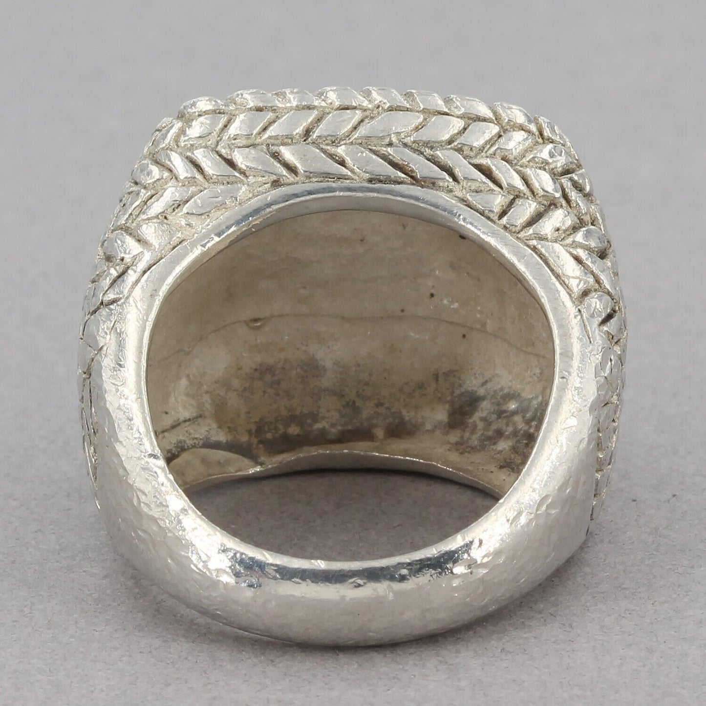 Retired Silpada Sterling Square Hammered Dome Ring Braid Design R1646 Size 5.25