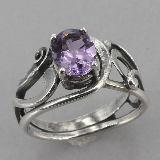 Jay King DTR Mine Finds Sterling Silver Oval Amethyst Ring Size 8.5
