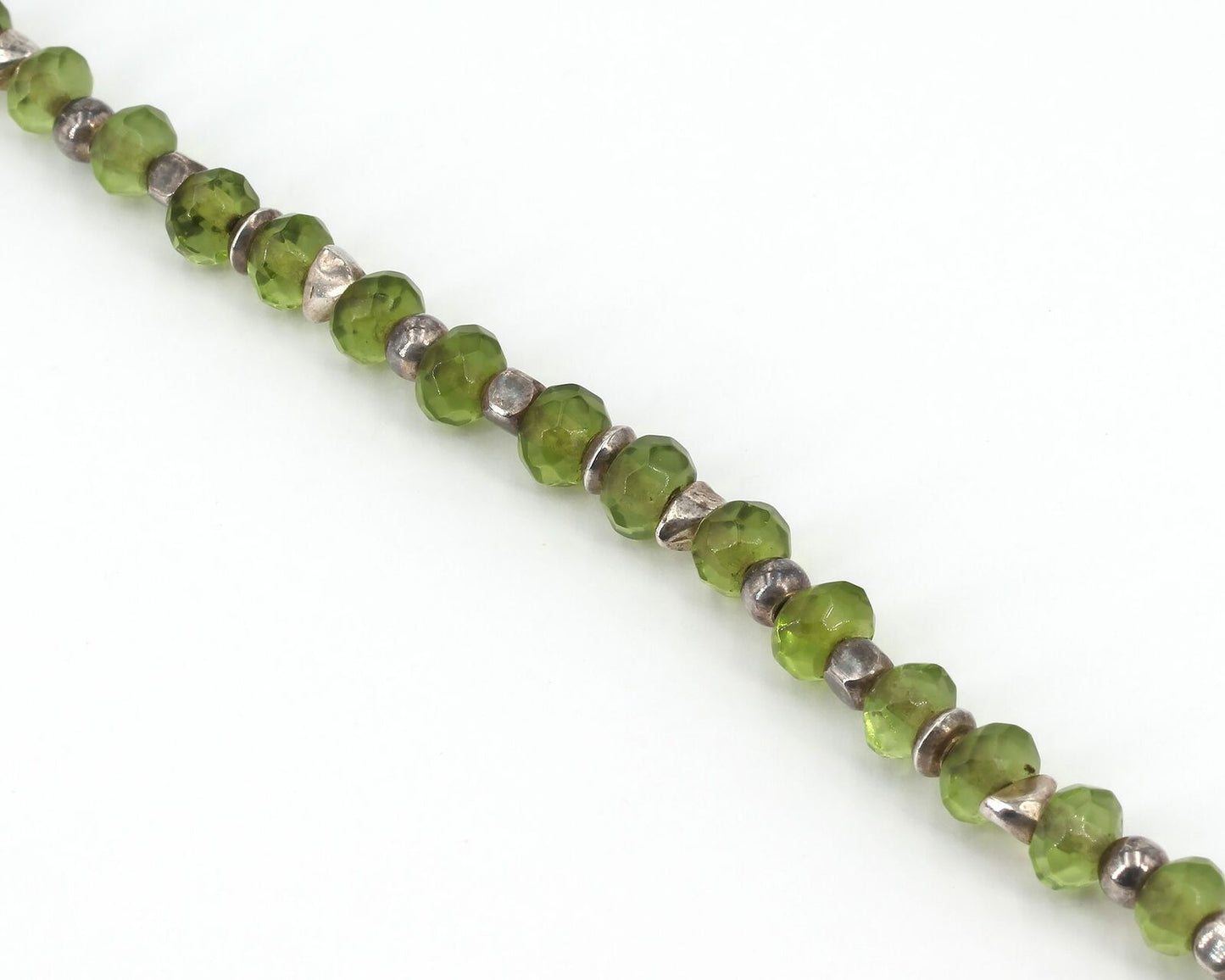 RARE Retired Silpada 6mm Faceted Green Glass Beaded Toggle Bracelet B1447