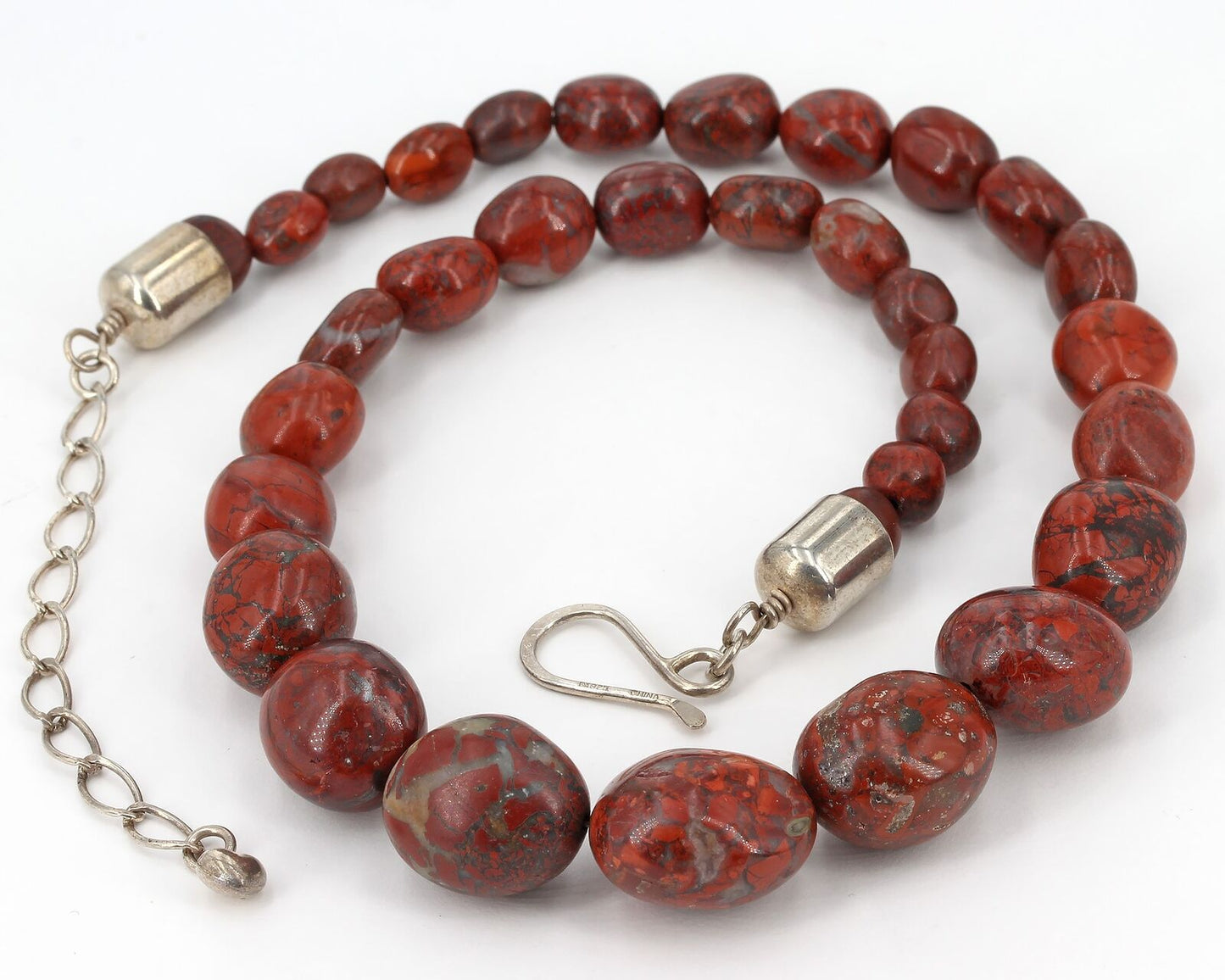 Jay King DTR Mine Finds Sterling Graduated Chunky Red Jasper Beaded Necklace