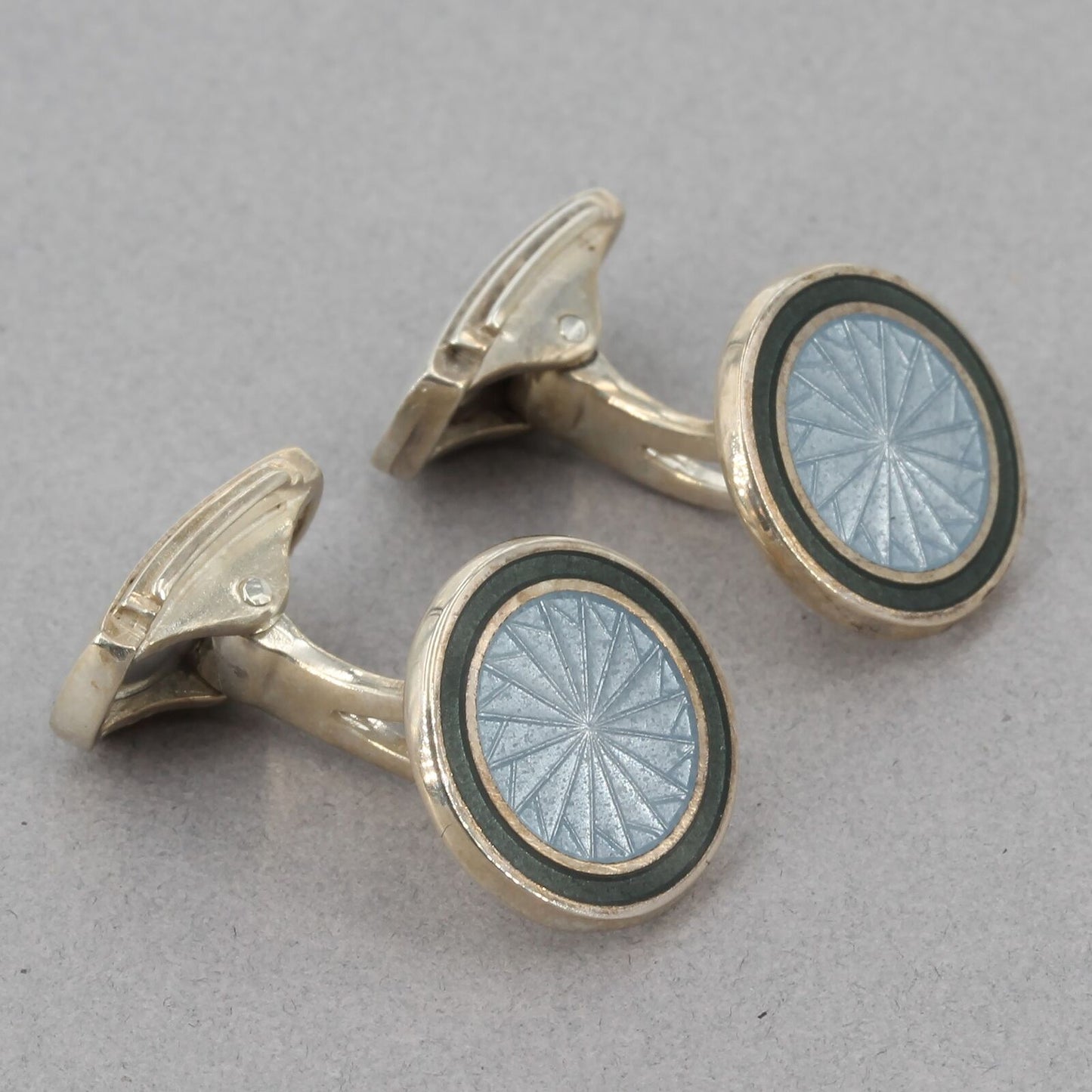 Brixton & Gill England Handcrafted Sterling Vitreous Glass Enamel Cufflinks IOB